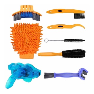 Kit Limpeza Escova Corrente Bike Bucha Lavagem Bicicleta Mtb 8 pcs Completo
