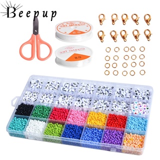 4.000 Peças Contas E Pulseira Conjunto Para Fazer Jóias/Artesanato Kit 3 Milímetros De Vidro Semente Do Coração Carta De Amor DIY Arte