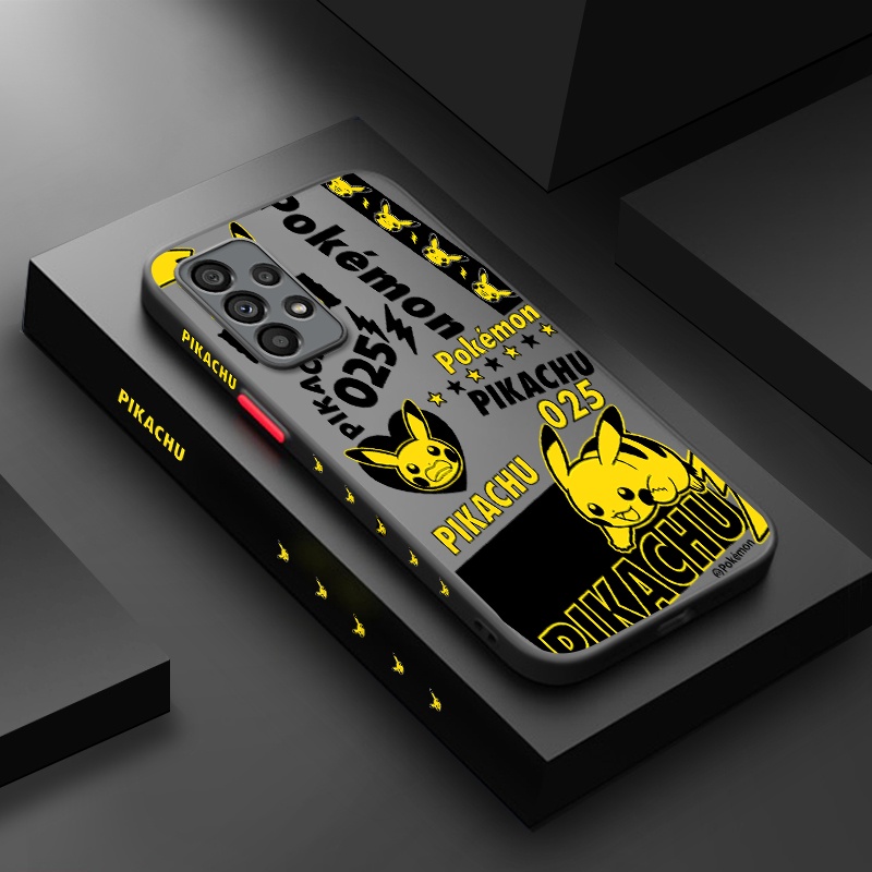 Para Samsung A53 5G A33 5G A73 5G A13 5G A23 M53 5G M23 5G Capa Pikachu Borda Fina Frosted Transparente Capas Duras Anti-Impacto Proteção Total Estojo Macio