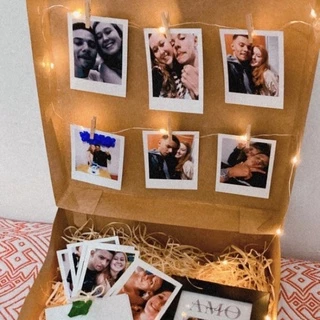 Varal de fotos polaroid Luminoso 10 mini Pregadores fotos inclusas Cordão Fio Led Fotos Decoração