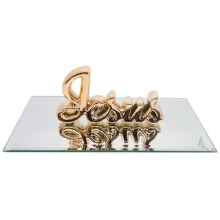 Mini Enfeite Palavra Jesus Decoração Sala Quarto Mesa Cabeceira Estante Mesa Rack