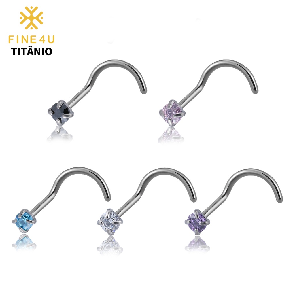 Piercing Nariz Nostril Prata 925 C/ Pedra Grande Ponto De Luz