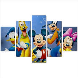 Quadros decorativo mosaico De 5 Peças Para Quarto De Crianças Infantil Mickey full hd
