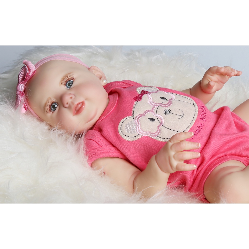 Boneca Bebê Reborn Abigail 48cm Corpo De Silicone Realista