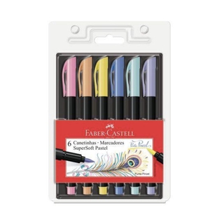 Caneta FABER-CASTELL Supersoft Brush PASTEL c/ 6 Cores