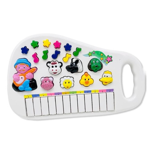 Piano Teclado Animal Brinquedo Infantil Sons Fazenda Sitio - BRANCO