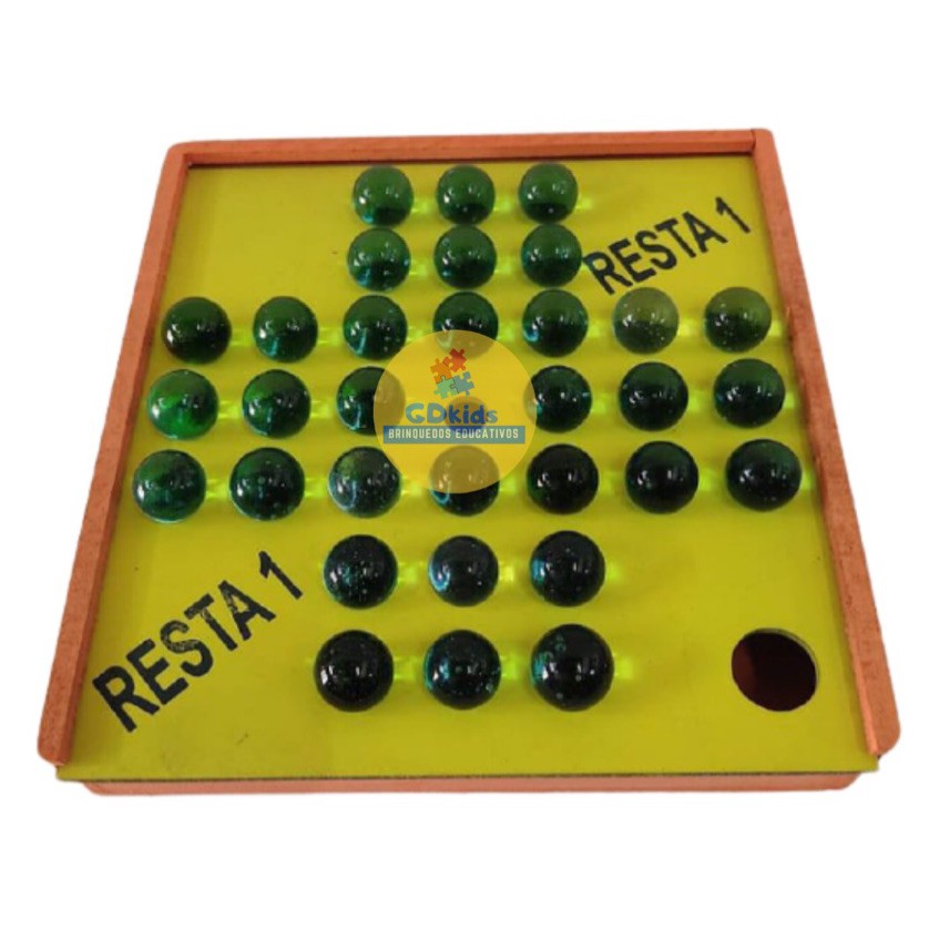 Jogo Resta 1 em Madeira com 30 Bolinhas de Gude Jogo Raciocínio Jogo  Desafio Brinquedo Educativo e Pedagógico - GDkids Brinquedos Educativos e  Pedagógicos