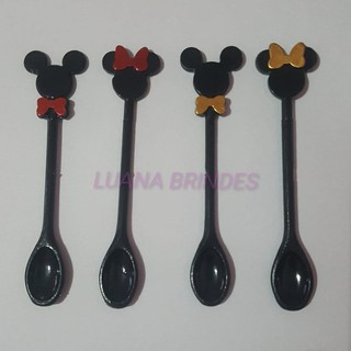 Colherzinha decorativa Minnie/Mickey de acrílico - pacotes com 20 unidades