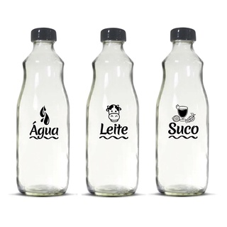 Vetrolar - Kit Garrafas De Vidro 1,5LT 3 Peças Para ( Água / Leite / Suco ) com tampa