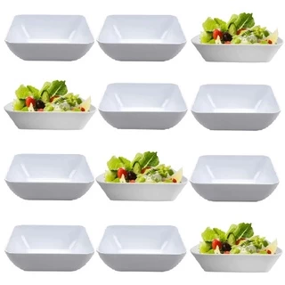 12 Saladeira Branca Bowl Melamina Plástico Tigela 20cm