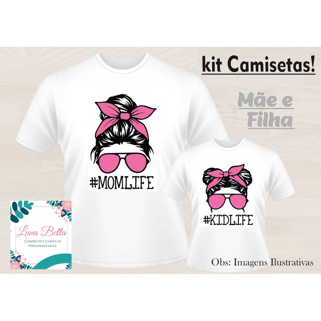 Kit 2 Camisetas Mãe Filha Adulto Criança Adolescente Torcedor do