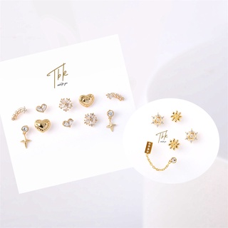 TBK 3 Pares-Conjunto De Brincos Acessórios Ouro 18K Para Mulheres Hipoalergênicas 149E