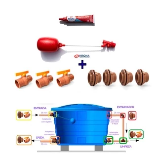 Kit Conexão Instalação De Caixa D' Água Premium 50x25 Boia Krona