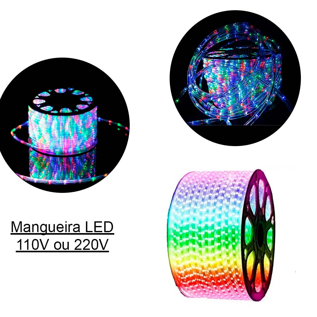 Mangueira Led colorida 2 metros 5 metros ou 10 metros 110v / 220v ...