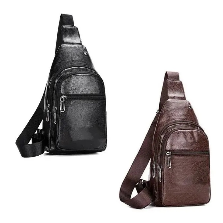 Bolsa Transversal Masculina Couro Sintético Ombro Peito Bag