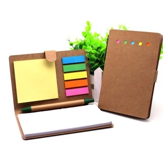 Conjunto De Bandeira De Notas Adesivas Multifuncionais , Caderno De Papel kraft , Blocos Personalizados Com Canetas