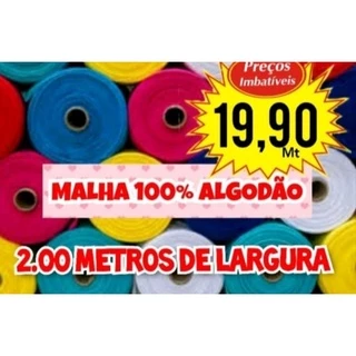 KIT 30 METROS - Malha lisa Penteada Fio 30/1 100% Algodão P/Leçol/-Fronhas 30 METROS DE COMPRIMENTO X 2 METROS DE LARGURA