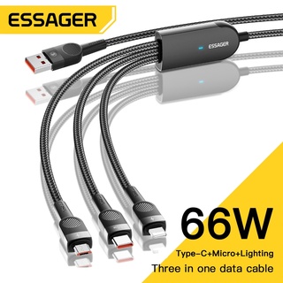 Essa Essager 3 Em 1 Cabo USB De 66W Para Telefone Celular Carregador Micro Tipo C iP 13 12 Pro Max