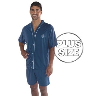 Pijama Meia Manga Adulto Masculino Extra Grande Short Manga Curta Aberto com Botão Plus Size botao