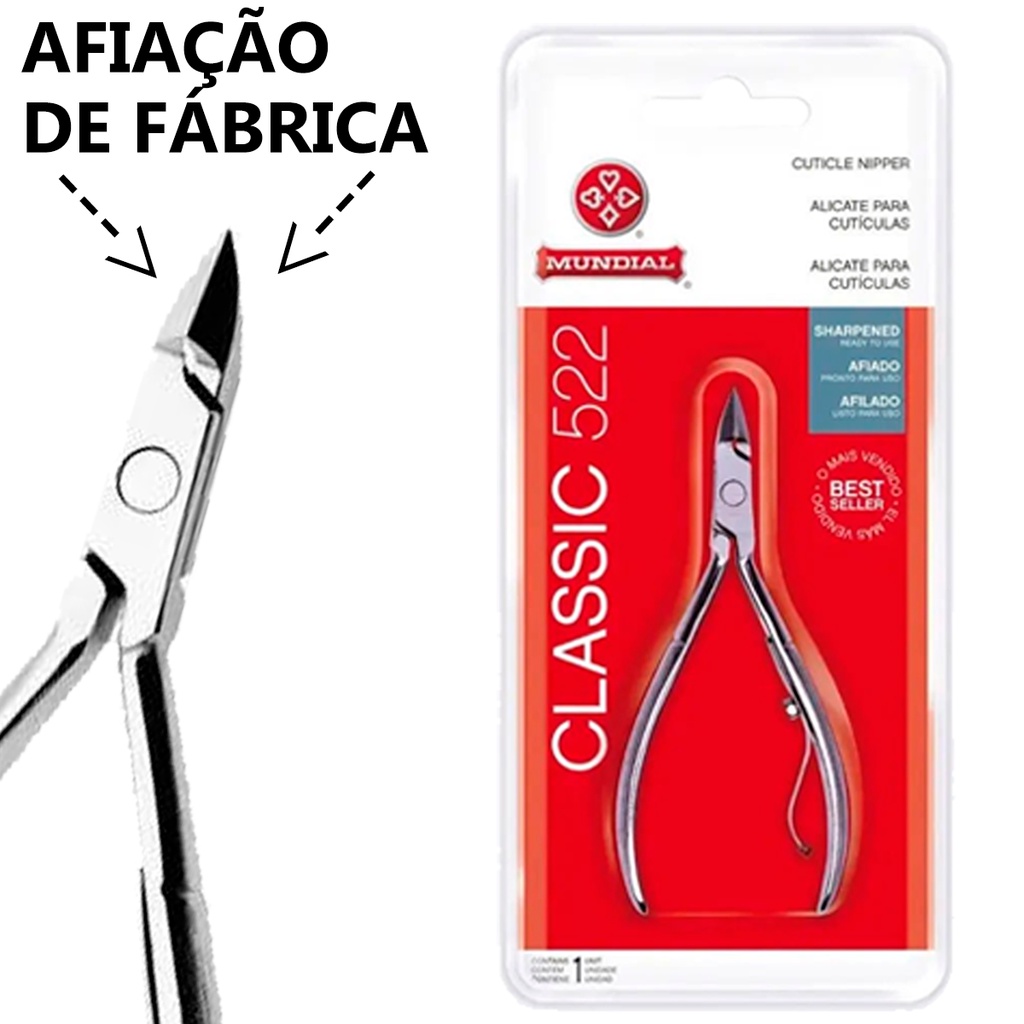 Alicate 522 de Unha Cutícula Mundial Afiação de Fábrica