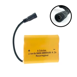 Bateria Recarregavel P/ Farol Bike 6 Celulas 28800mAh 4.2v