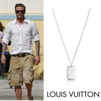 Louis Vuitton Locket Necklace Engraved Monogram Palladium in Zamac