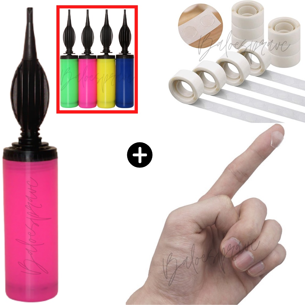 bomba infladora encher balão de festa + 100 pontos cola gruda bexiga ...