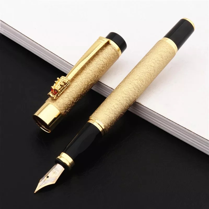 Caneta Tinteiro Dragão Metal Luxo Elegante Ponta de Pena + TINTA