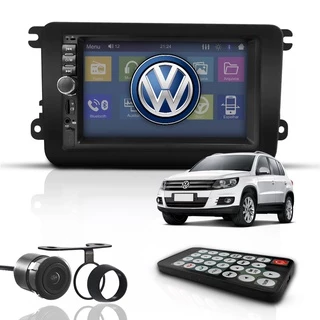 Kit Central Multimídia Mp5 2 Din Bt Espelha Dvd Câm Tiguan