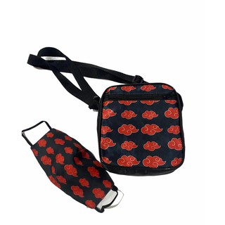 NARUTO-Akatsuki bolsa de peito vermelho nuvem para homens e mulheres,  mochila tiracolo, bolsa de ombro pequena, impermeável, casual, presente
