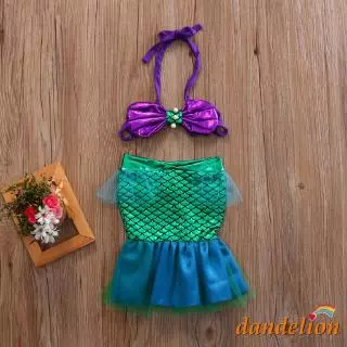 0-3 Anos Baby Girls Mermaid Fantasia Praia 2pcs Trajes De Banho