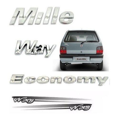 Kit Emblema Fiat Uno Mille Smart Resinado Modelo Original