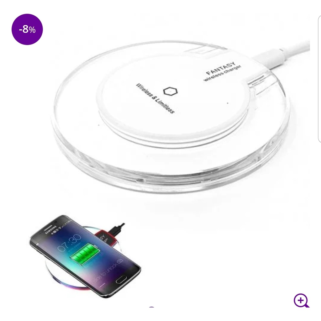 Carregador Por Indução Portátil Wireless + Receptor QI