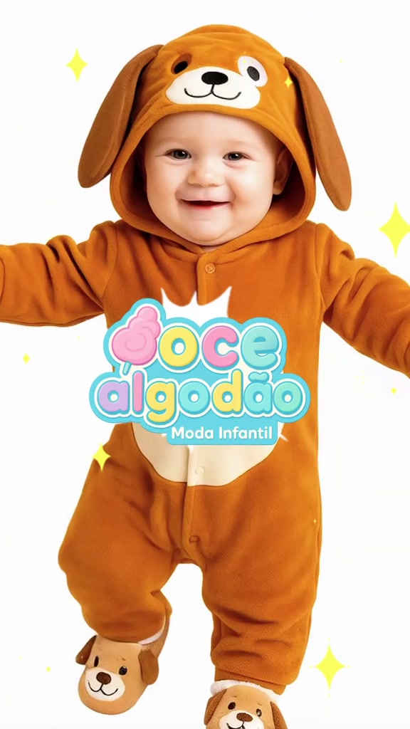 Conjunto De Macacão Temático De Bichinhos Em Plush 3d Com Pantufa Lúdica