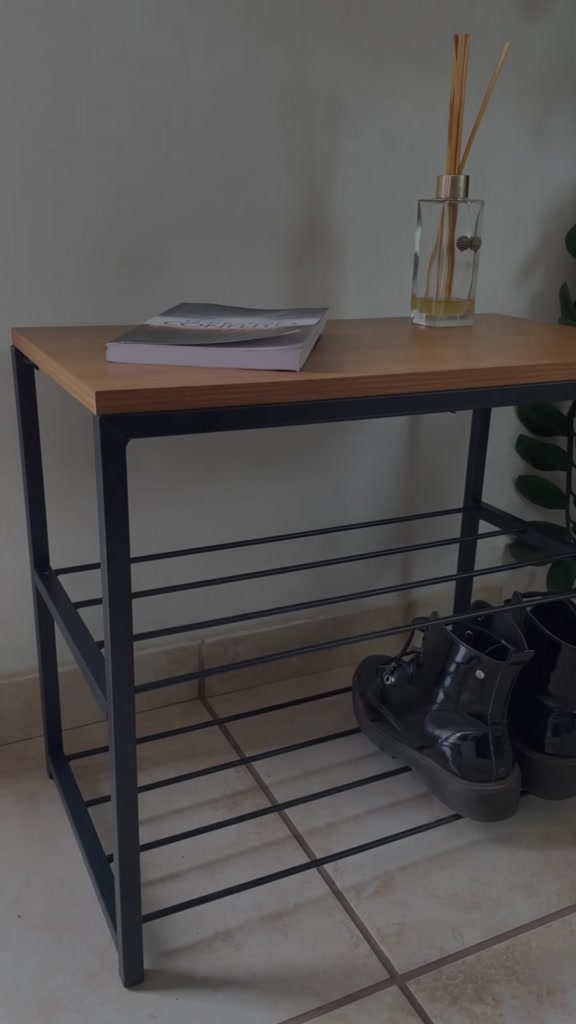 Sapateira Banco Estilo Industrial com 2 Prateleiras em Aço e Tampo MDF Várias Cores