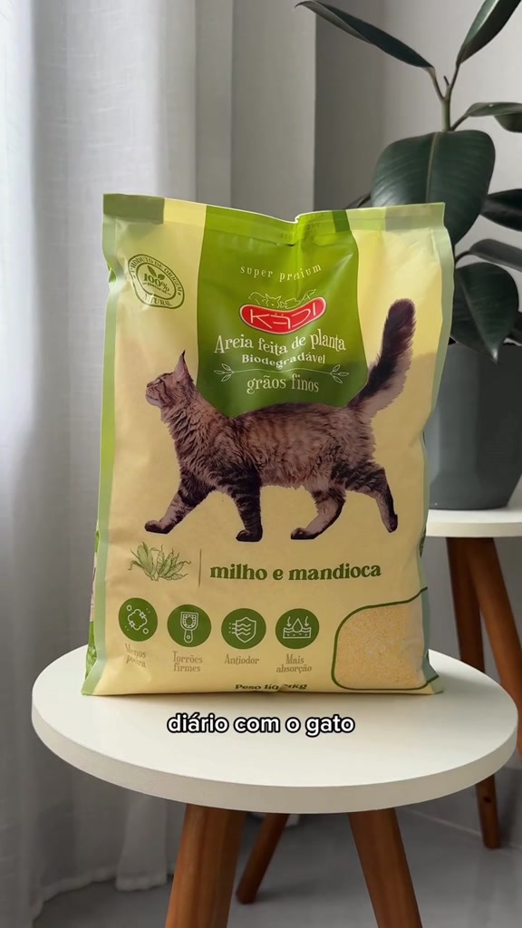 Kit 2 Areia Higiênica Natural Grãos Finos de Milho e Mandioca Biodegradável para Gatos Kad...