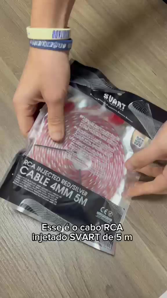 Kit 10 Cabos RCA Automotivo 5m Vermelho 4mm Blindagem Dupla carro barco caminhao lancha paredao automotivo