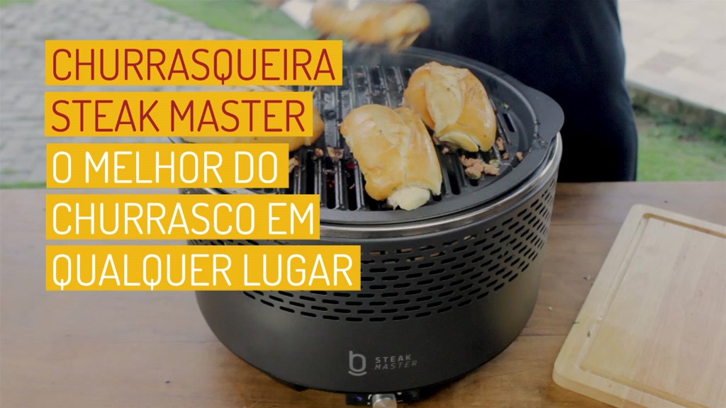 Churrasqueira Portátil A Carvão Biscuitt Steak Master Smoke & Fire USB Com Bag