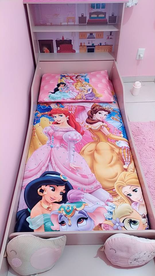Jogo De Lençol Cobre Leito + Fronha Quarto Infantil Princesas Disney
