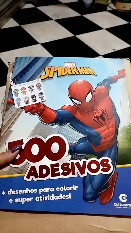 Livro infantil colorir CULTURAMA homem aranha 500 adesivos