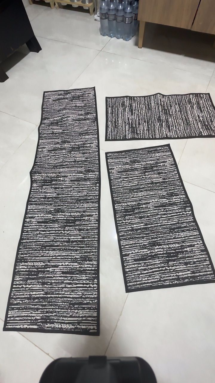 Kit De Tapete Para cozinha Antiderrapante 3 Pçs 1 Passadeira e 2 Tapetes Geometrico Vários Modelos