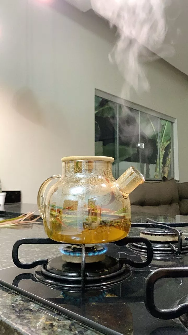 Chaleira de Vidro Âmbar com Infusor 1L Bule Chá Resistente ao calor Para Café Cozinha