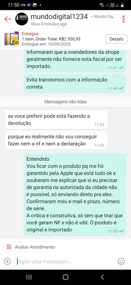 Foto da avaliação