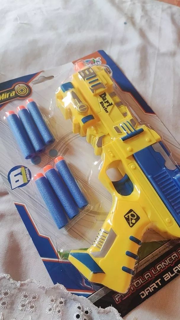 Pistola Lança Dardos De Espuma Estilo Nerf Com 6 Refil