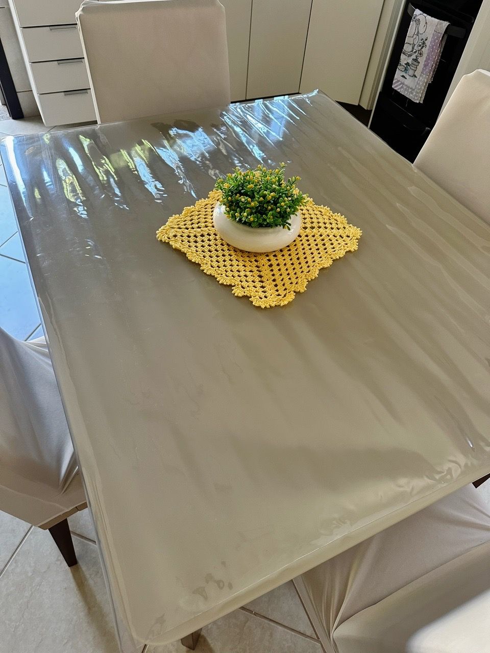 Toalha de Mesa Plástico PVC Ultra Grossa 4 6 8 Lugares Transparente Cristal Impermeável Térmica