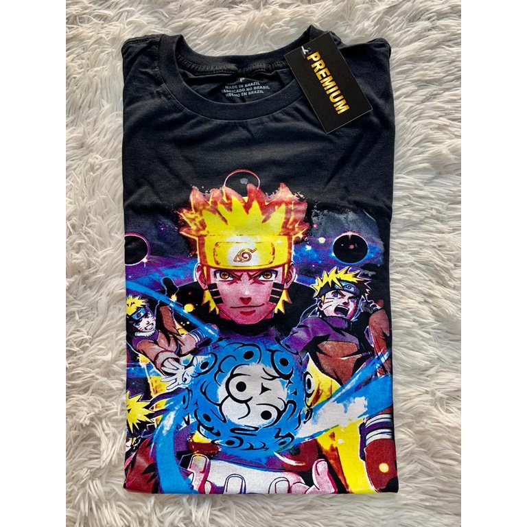 Camiseta masculina Naruto clássico preta