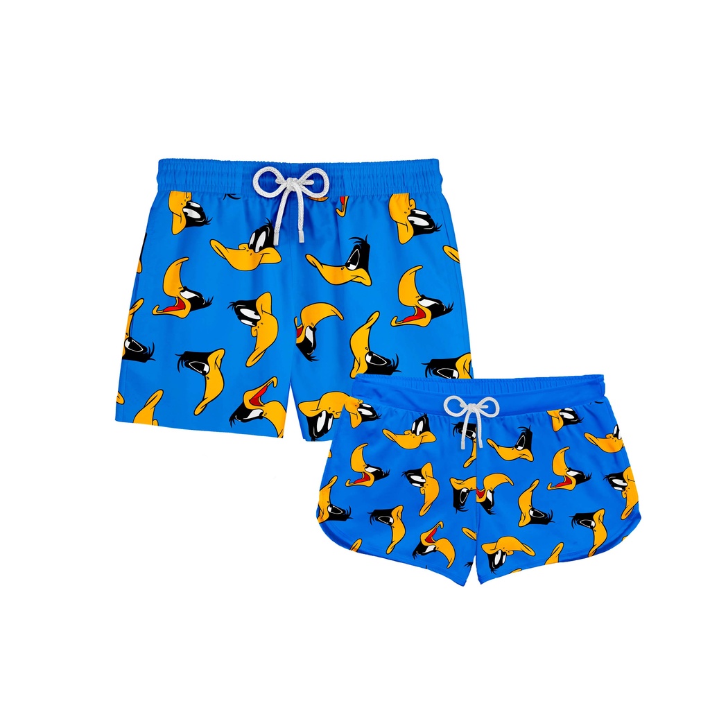 Kit Casal Short Praia Patolino Pato Looney Tunes Azul REF 0264