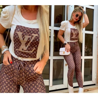 Blusa Manga Curta e/ou Calça Jogger Feminina - Conjunto Opcional no P/M/G/GG Plus Size