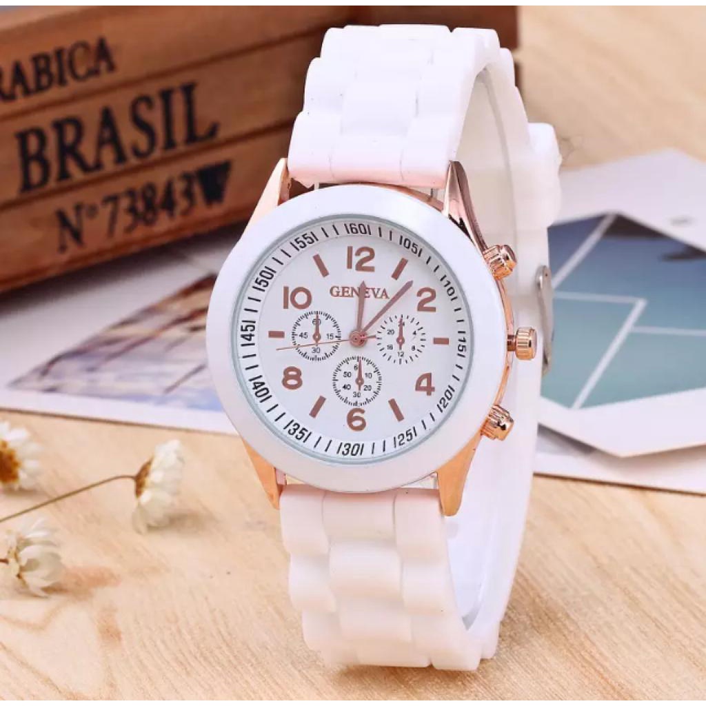 Relógio casual de quartzo feminino com pulseira de silicone | Shopee Brasil