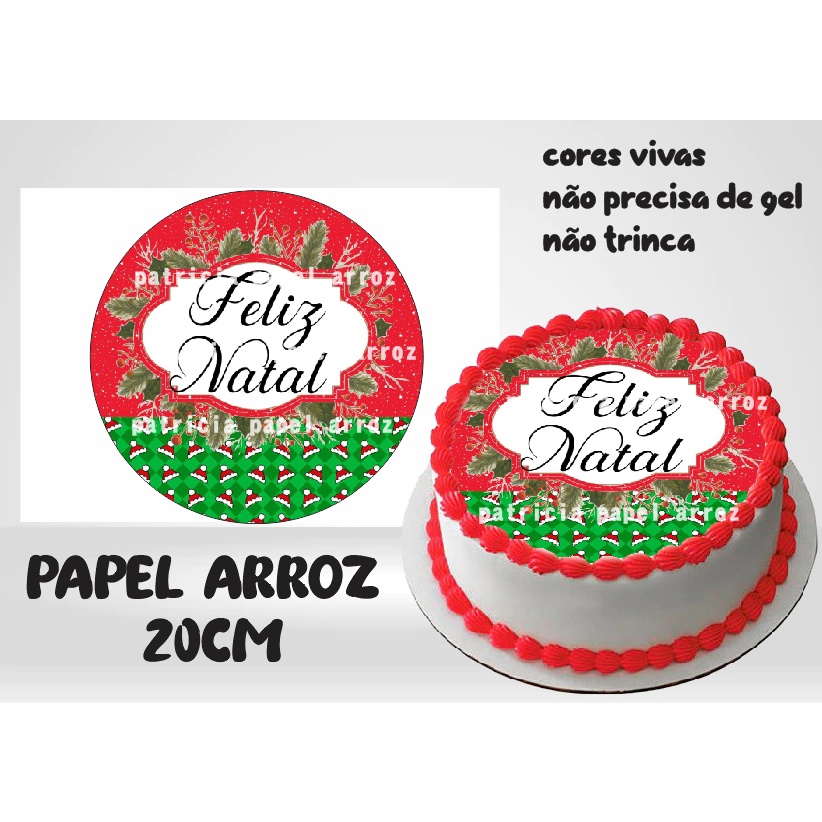 Natal Papel De Arroz Para Bolo 1 Kg Redondo E Cupcake em Promoção